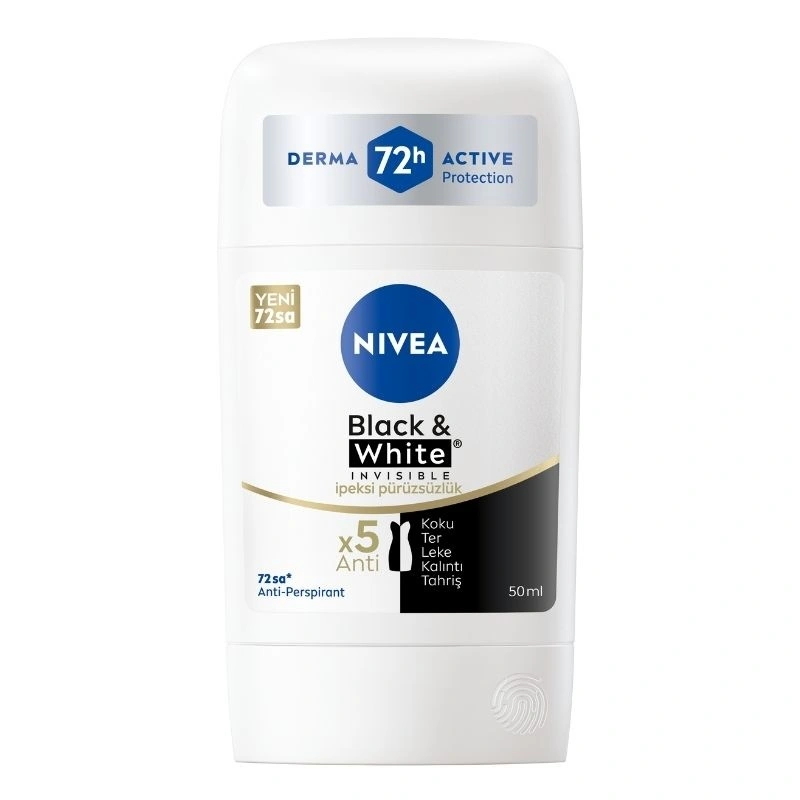 Nivea Kadın Stick Deodorant Black & White Invisible İpeksi Pürüzsüzlük 50 ml