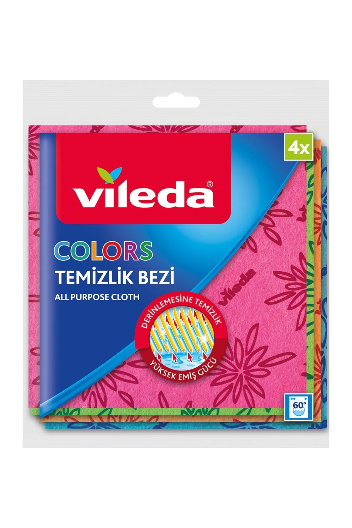 Vileda 4'lü Colors Renkli Temizlik Bezi