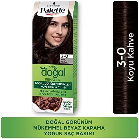 Palette Kalıcı Doğal Renkler Saç Boyası 3-0 Koyu Kahve