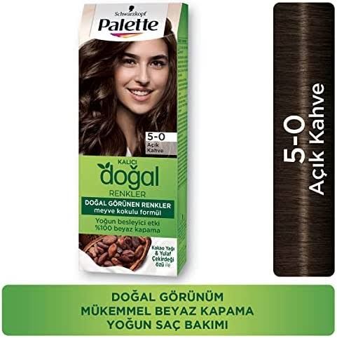 Palette Kalıcı Doğal Renkler Saç Boyası 5-0 Açık Kahve