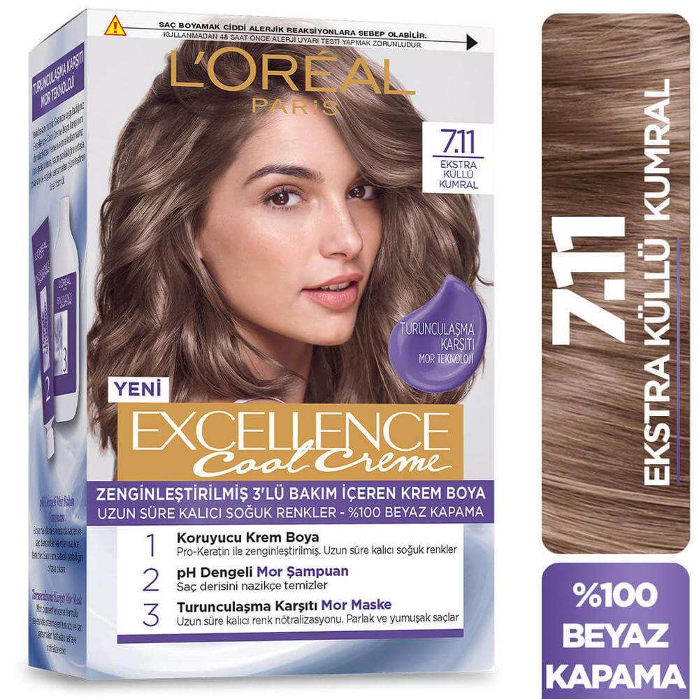 L’Oréal Paris Excellence Cool Creme Saç Boyası 7.11 - Ekstra Küllü Kumral