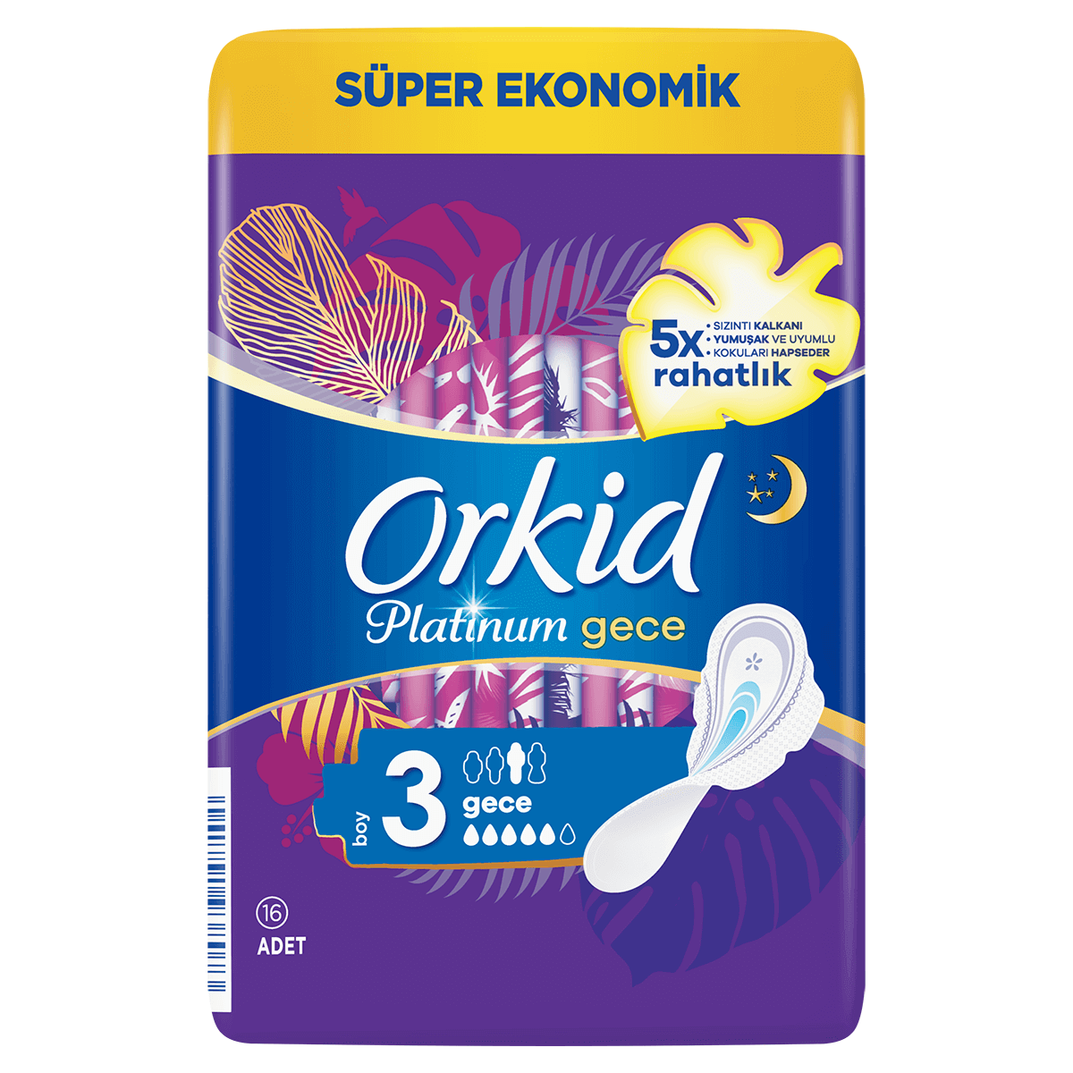 Orkid Platinum Hijyenik Ped Gece 16 Adet