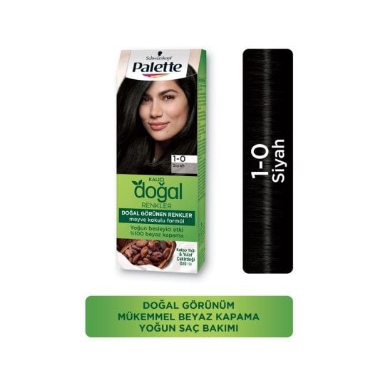 Palette Kalıcı Doğal Renkler Saç Boyası 1-0 Siyah