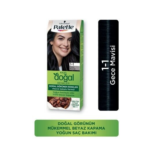 Palette Kalıcı Doğal Renkler Saç Boyası 1-1 Gece Mavisi