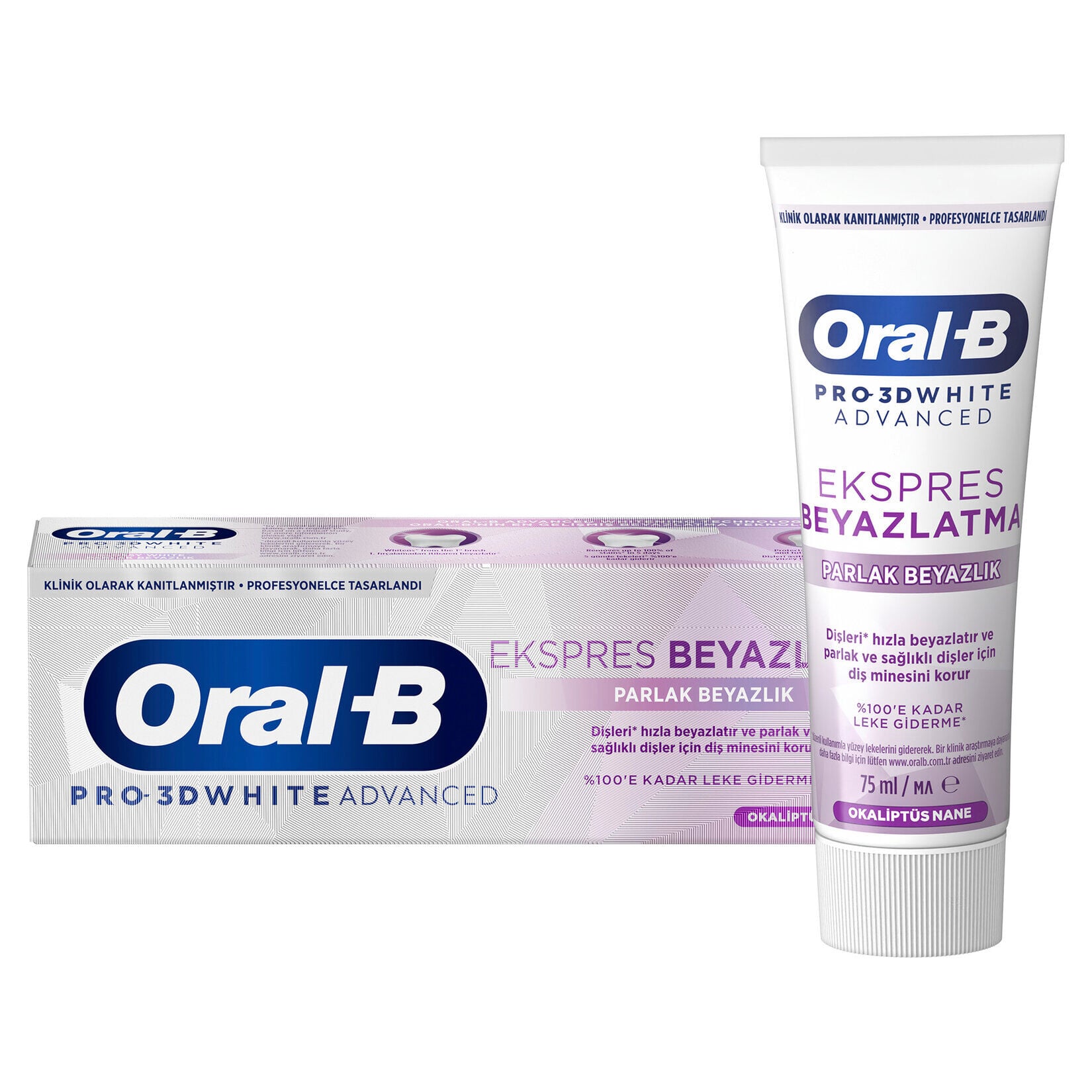 Oral-B 3D White Advenced Ekspres Beyazlatıcı Parlak Diş Macunu 75 ml