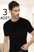 Tutku Elit 1301 Elastan Sıfır Yaka Atlet Siyah - 3 Adet