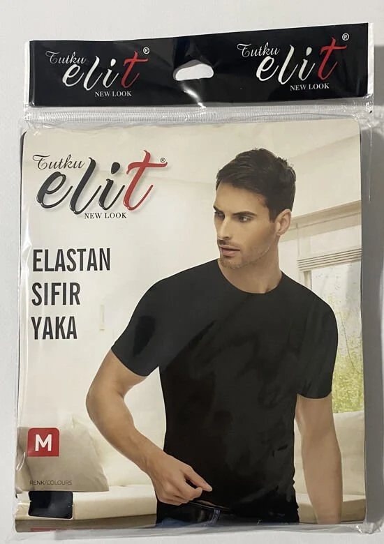 Tutku Elit 1301 Elastan Sıfır Yaka Atlet Siyah - 3 Adet