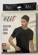 Tutku Elit 1301 Elastan Sıfır Yaka Atlet Siyah - 3 Adet