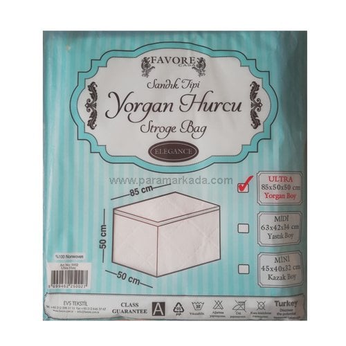 Favore Casa Sandık Tipi Yorgan Hurcu Kapitoneli 85x50x50 cm - Beyaz