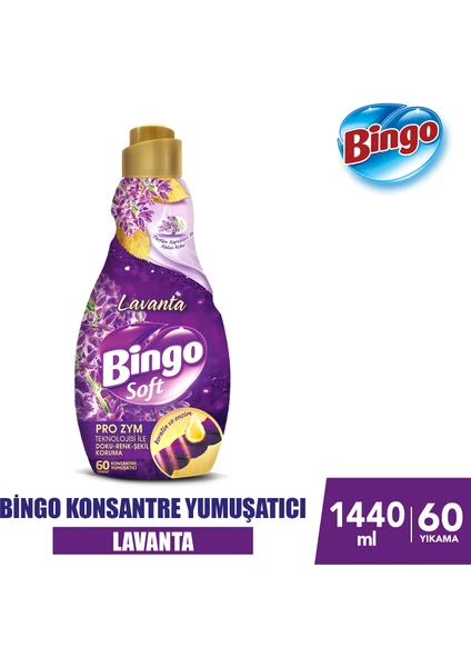 Bingo Soft Konsantre Çamaşır Yumuşatıcısı Lavanta 1440 ml