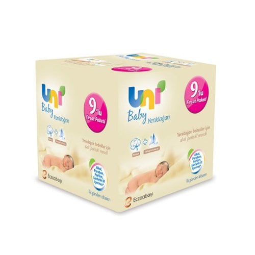Uni Baby Yenidoğan 9'lu Islak Pamuk Mendil Fırsat Paketi