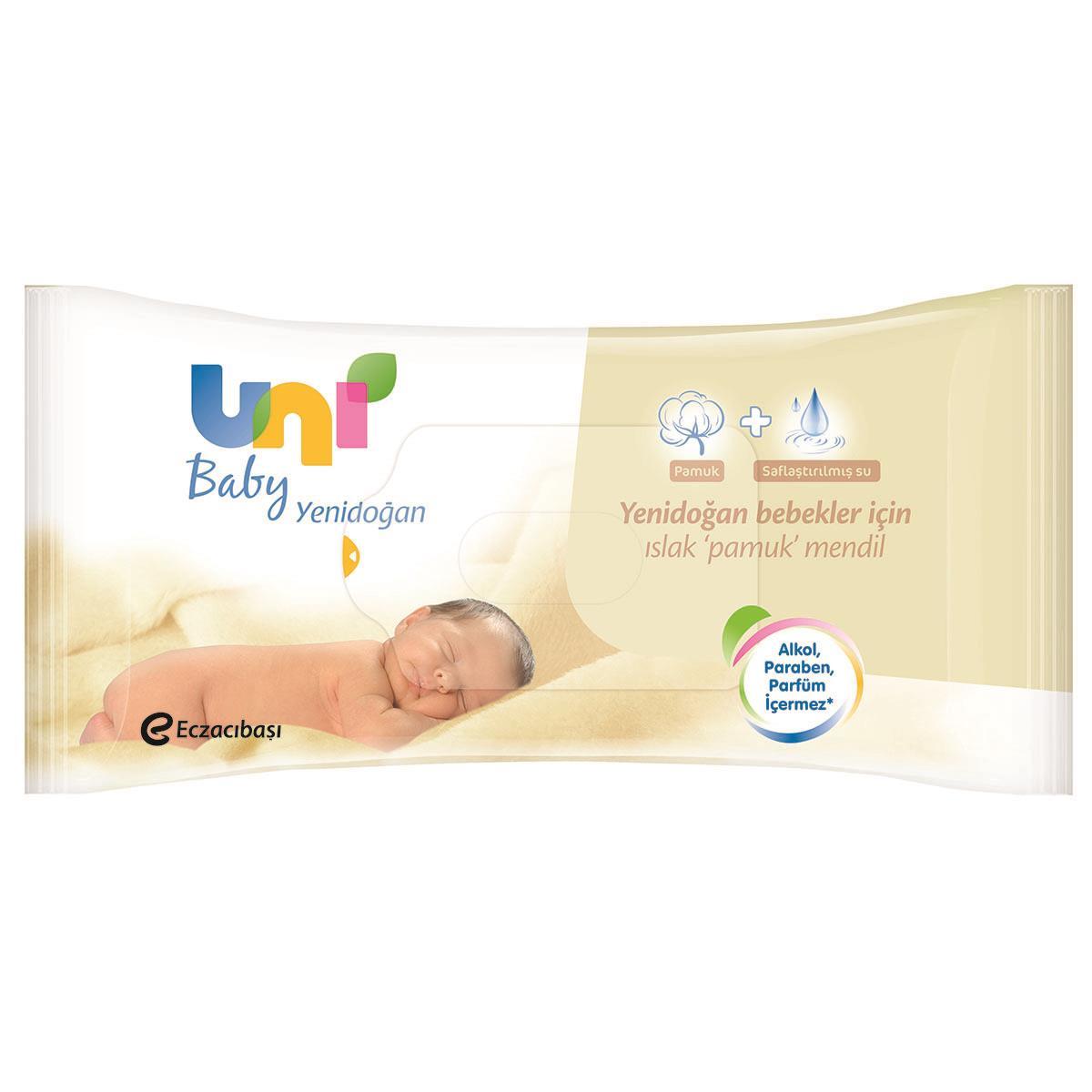Uni Baby Yenidoğan Islak Pamuk Mendil 40'lı