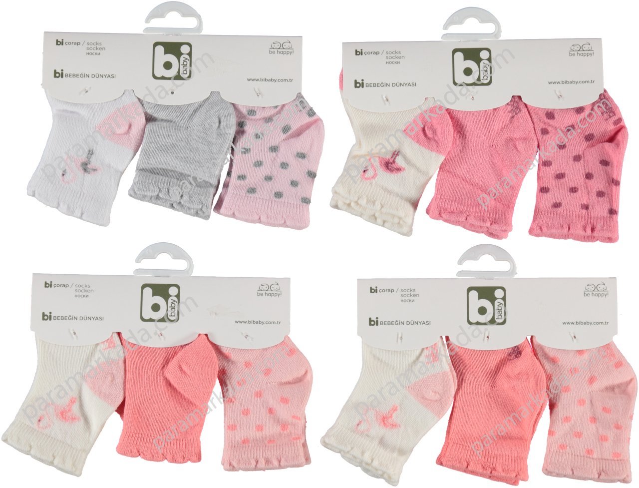 Bibaby Flamengo 3'lü Bebek Çorap (0-3 Ay)