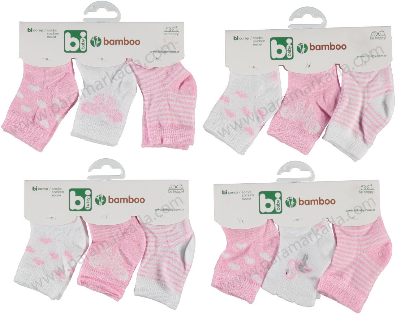 Bibaby Bambu Kız 3'lü Çorap (0-3 Ay)