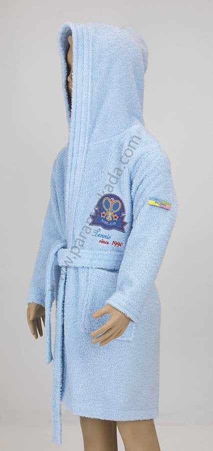 Kapşonlu Çocuk Bornozu - Mavi